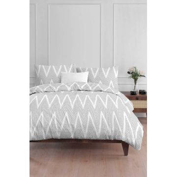 Lenjerie de pat pentru o persoana 2 piese, Olivia - Grey, Eponj Home, 65% bumbac/35% poliester