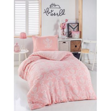 Lenjerie de pat pentru o persoana 2 piese, Pure, EnLora Home, 65% bumbac/35% poliester