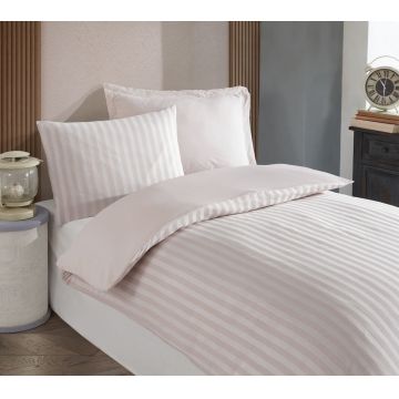 Lenjerie de pat pentru o persoana 2 piese, Road Potlu - Beige, EnLora Home, 70% bumbac/30% poliester