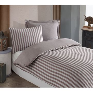 Lenjerie de pat pentru o persoana 2 piese, Road Potlu - Brown, EnLora Home, 70% bumbac/30% poliester