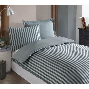 Lenjerie de pat pentru o persoana 2 piese, Road Potlu - Green, EnLora Home, 70% bumbac/30% poliester