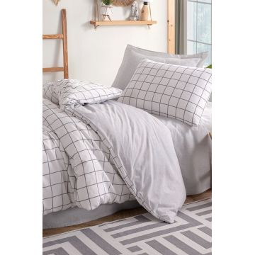 Lenjerie de pat pentru o persoana, Artus - Grey, Eponj Home, 65% bumbac/35% poliester
