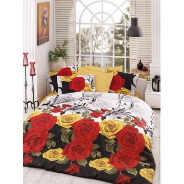 Lenjerie de pat pentru o persoana, Bionca Perla - Yellow, Pearl Home, Bumbac Ranforce