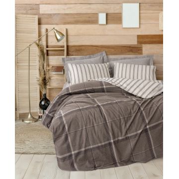 Lenjerie de pat pentru o persoana, Caldo - Brown, Cotton Box, 50% bumbac / 50% poliester