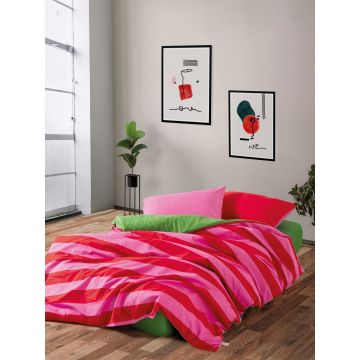 Lenjerie de pat pentru o persoana, Cherie - Green, Cozy Home, Bumbac Ranforce