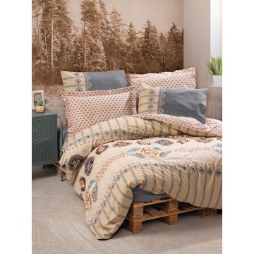 Lenjerie de pat pentru o persoana, Dakota - Grey, Cotton Box, Bumbac Ranforce