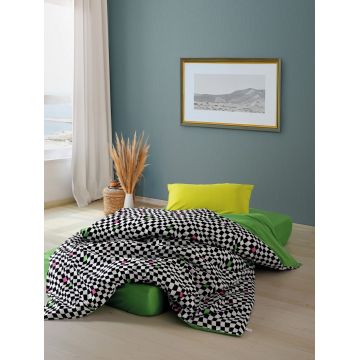 Lenjerie de pat pentru o persoana, Dazzle - Green, Cozy Home, Bumbac Ranforce
