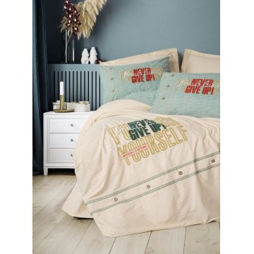 Lenjerie de pat pentru o persoana, Forward - Beige, Cotton Box, Bumbac Ranforce