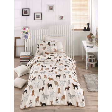 Lenjerie de pat pentru o persoana, Havhav - Cream, Eponj Home, 65% bumbac/35% poliester