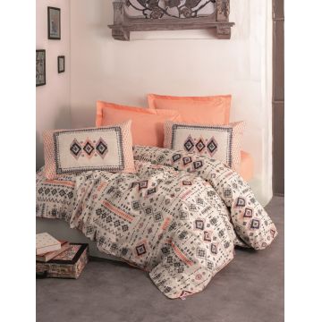 Lenjerie de pat pentru o persoana, Kateri - Salmon, Cotton Box, Bumbac Ranforce