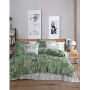 Lenjerie de pat pentru o persoana, Lara - Green, Pearl Home, Bumbac Ranforce