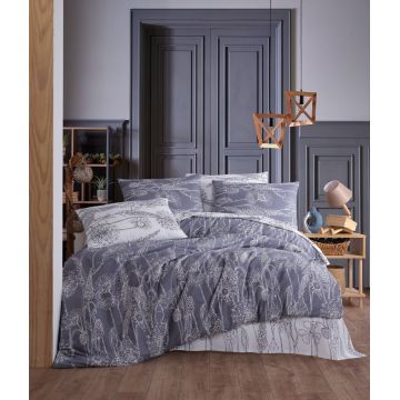 Lenjerie de pat pentru o persoana, Lara - Grey, Pearl Home, 50% bumbac / 50% poliester