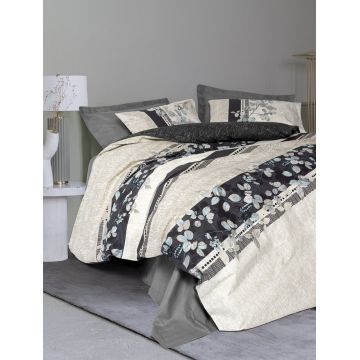 Lenjerie de pat pentru o persoana, Lehlare - Anthracite, Cotton Box, Bumbac Ranforce