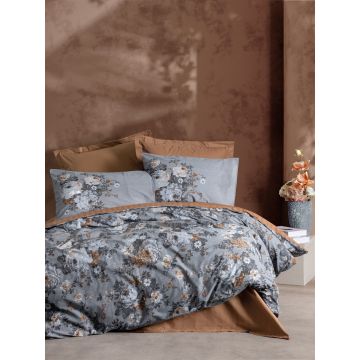 Lenjerie de pat pentru o persoana, Lenora - Brown, Cotton Box, Bumbac Ranforce