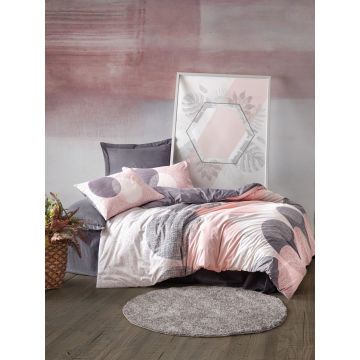 Lenjerie de pat pentru o persoana, Leron - Grey, Cotton Box, Bumbac Ranforce