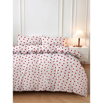 Lenjerie de pat pentru o persoana, Love Heart, Pearl Home, 50% bumbac / 50% poliester