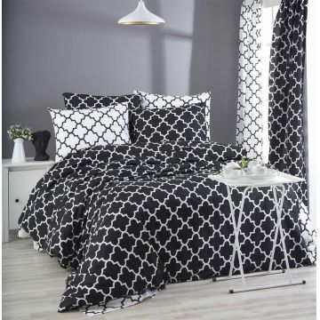 Lenjerie de pat pentru o persoana, Madalyon - Black, Pearl Home, Bumbac Ranforce