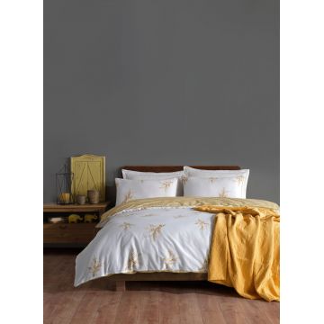 Lenjerie de pat pentru o persoana, Meltem - Yellow, Primacasa by Türkiz, Bumbac Ranforce