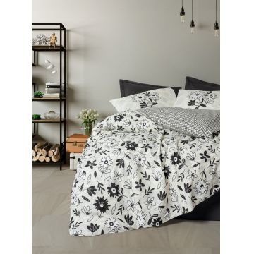 Lenjerie de pat pentru o persoana, Meresa - Black, Cotton Box, Bumbac Ranforce