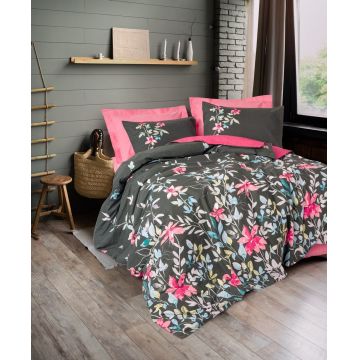 Lenjerie de pat pentru o persoana, Merlin - Pink, Cotton Box, Bumbac Ranforce