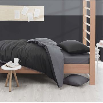 Lenjerie de pat pentru o persoana, Mix - Black, Fume, Eponj Home, 65% bumbac/35% poliester