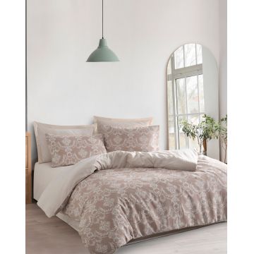 Lenjerie de pat pentru o persoana, Pure - Brown, EnLora Home, 70% bumbac/30% poliester