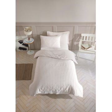 Lenjerie de pat pentru o persoana, Road Potlu - Beige, EnLora Home, 70% bumbac/30% poliester