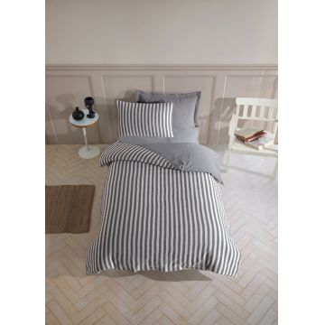Lenjerie de pat pentru o persoana, Road Potlu - Black, EnLora Home, 70% bumbac/30% poliester