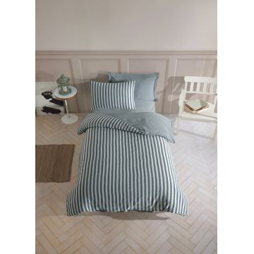 Lenjerie de pat pentru o persoana, Road Potlu - Green, EnLora Home, 70% bumbac/30% poliester