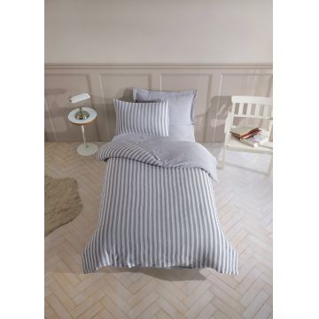 Lenjerie de pat pentru o persoana, Road Potlu - Light Grey, EnLora Home, 70% bumbac/30% poliester