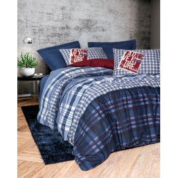 Lenjerie de pat pentru o persoana, Roger - Dark Blue, Cotton Box, Bumbac Ranforce
