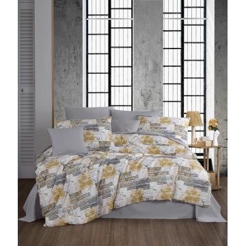 Lenjerie de pat pentru o persoana, Serra - Grey, Pearl Home, 50% bumbac / 50% poliester