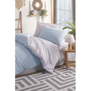 Lenjerie de pat pentru o persoana, Solid - Light Blue, Grey, Eponj Home, 65% bumbac/35% poliester
