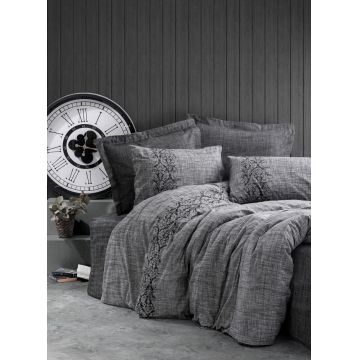 Lenjerie de pat pentru o persoana, Sooty - Grey, Cotton Box, Bumbac Ranforce