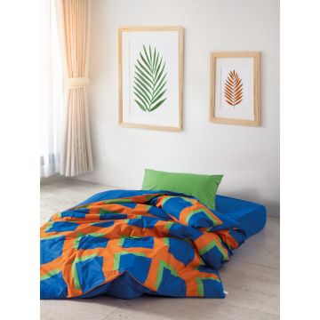 Lenjerie de pat pentru o persoana, Venus - Blue, Cozy Home, Bumbac Ranforce