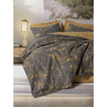 Lenjerie de pat pentru o persoana, Yadawa - Mustard, Cotton Box, Bumbac Ranforce