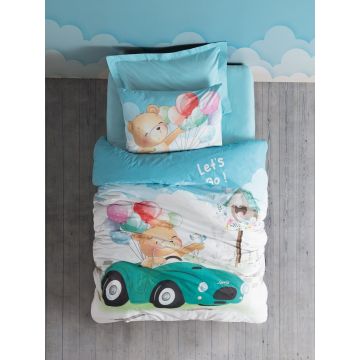 Lenjerie de pat pentru o persoana Young, Buddy - Blue, Cotton Box, Bumbac
