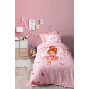Lenjerie de pat pentru o persoana Young, Jerry - Pink, Cotton Box, Bumbac Ranforce