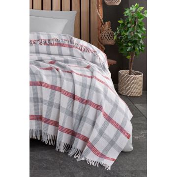 Patura Single, Warm Soft - Grey, Red, Eponj Home, 70% bumbac/30% acril