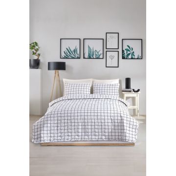 Set cuvertura de pat dubla 3 piese, Artus - Black, Eponj Home, 65% bumbac/35% poliester