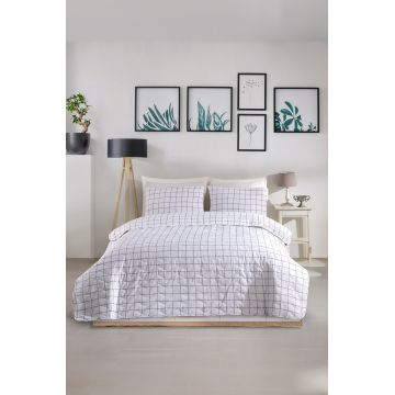 Set cuvertura de pat dubla 3 piese, Artus - Grey, Eponj Home, 65% bumbac/35% poliester