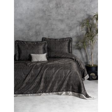 Set cuvertura de pat dubla 3 piese, Vivian - Grey, Cotton Box, Poliester