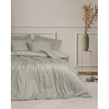 Set cuvertura matlasata dubla Bamboo, Bamboo Stripe - Beige, Cotton Box, 60% bumbac satinat/40% bambus
