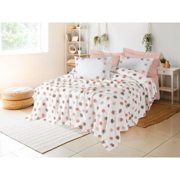 Set cuvertura pique dubla, Alvin - Salmon, Cotton Box, Poliester