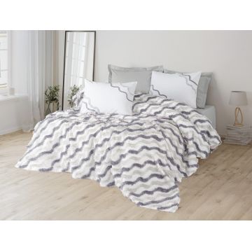 Set cuvertura pique dubla, Eldon - Grey, Cotton Box, Poliester