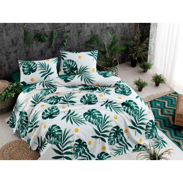 Set cuvertura pique dubla, Monstera - Green, Eponj Home, Bumbac