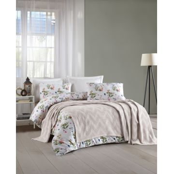 Set cuvertura pique dubla, Zigzag - Light Grey, Şaheser, Bumbac