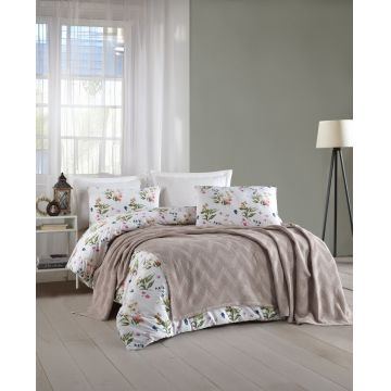 Set cuvertura pique dubla, Zigzag - Mink, Şaheser, Bumbac