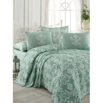 Set cuvertura pique Single, Pure - Sea Green, EnLora Home, Bumbac