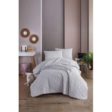 Set cuvertura Single 160x220 cm, 2 piese, Solid - Grey, Eponj Home, 65% bumbac/35% poliester